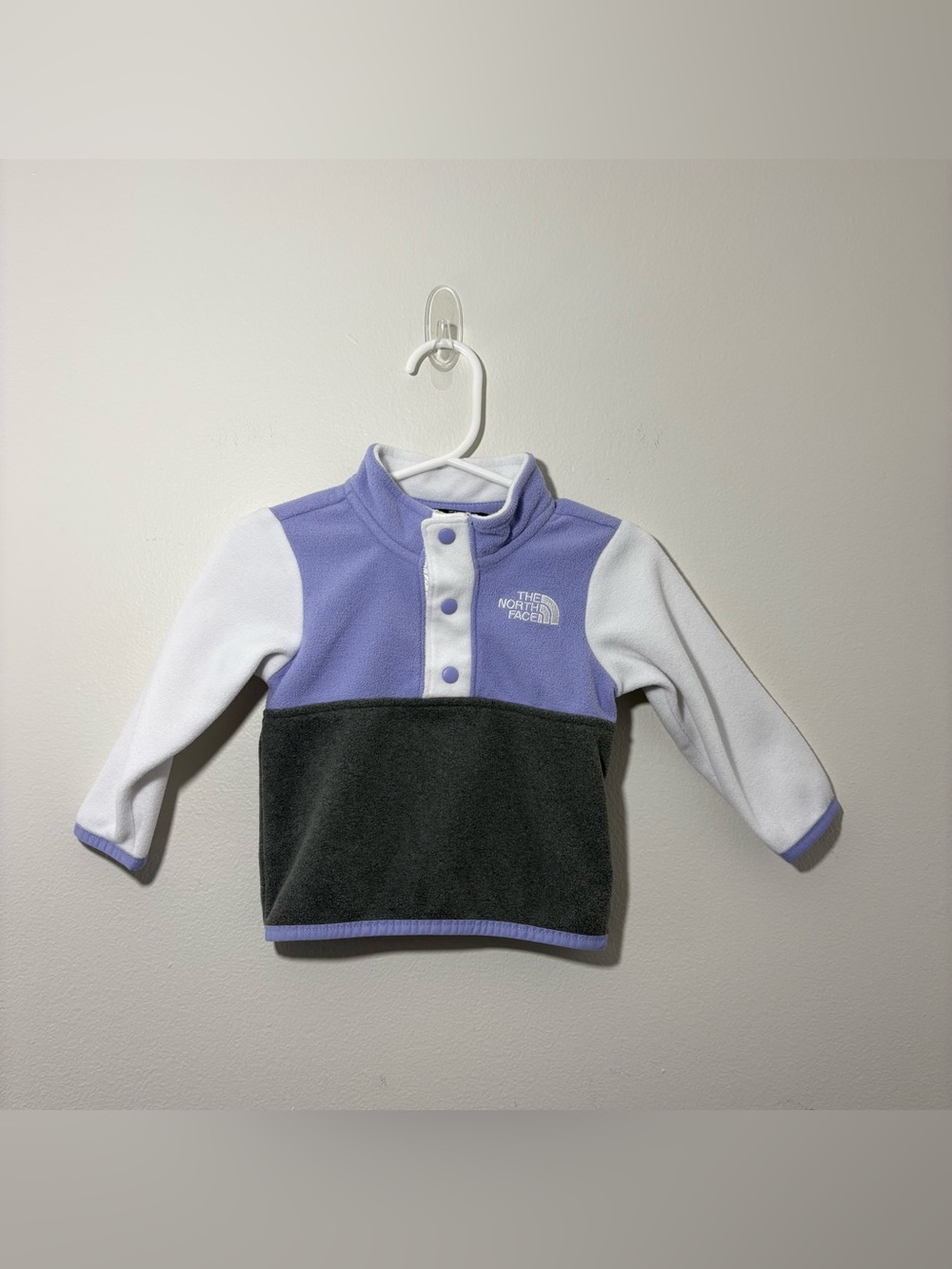 The North Face purple/grey half-button fleece pullover (3-6 months)